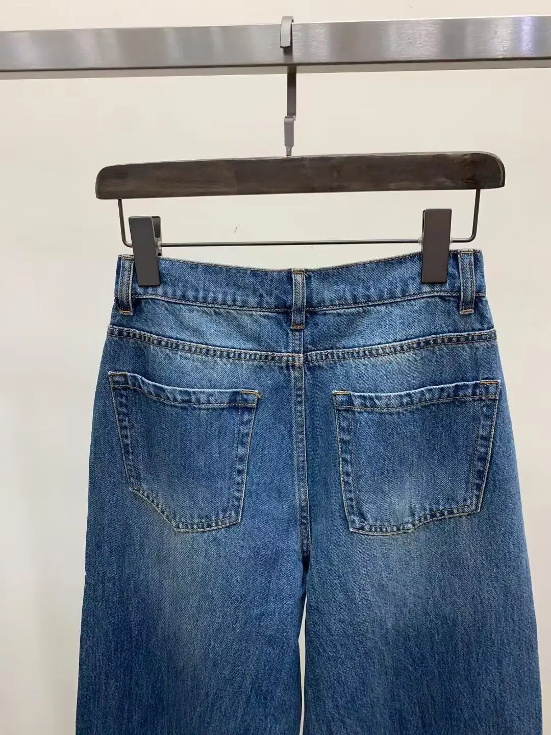 

Джинсы для папы длиной до пола, прямые широкие брюки, весна-осень, новые модные классические синие джинсы