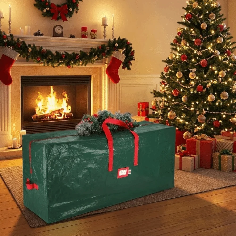 Christmas Tree Artificial - กระเป๋าเก็บต้นคริสต์มาสแบบพับได้ ทนทาน กันน้ำ สำหรับจัดเก็บเฟอร์นิเจอร์คริสต์มาส ประหยัดพื้นที่ ความจุขนาดใหญ่