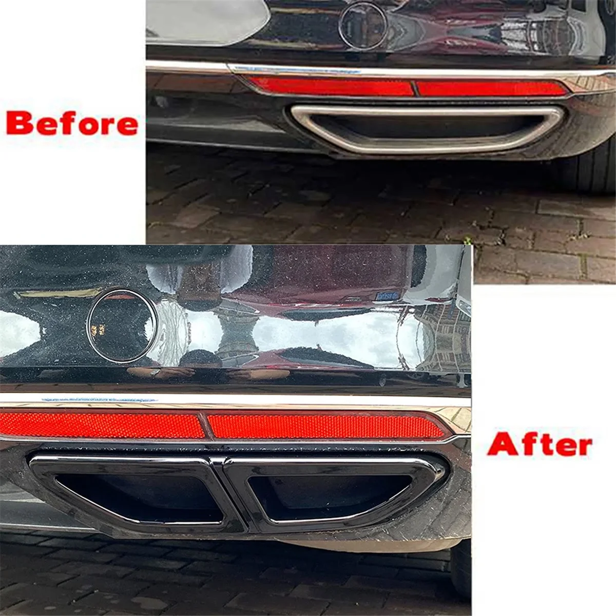 

JAS-For Volkswagen Magotan Passat B8 2016-2019 Rear Lip Bumper Spoiler Car Tail Throat Frame Exhaust Pipe Trim Glossy Black