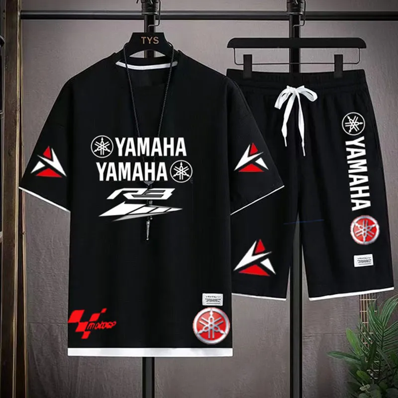 2026 new Yamaha motorcycle fleet set men's short sleeved sports suit super off-road T-shirt 2-piece set