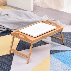 Bandeja De Cama De Bambu Natural Portátil, Mesa Do Laptop, Leitura, Mesa De Jogos, Mesa Dobrável, Útil, Ferramenta De Cozinha Simples, 50x30x25cm