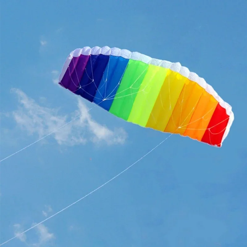 Outdoor Fun High Quality 1.4m Dual Line Parafoil Kite With Handle String Rainbow Kite Sports Toys Beach Good Flying