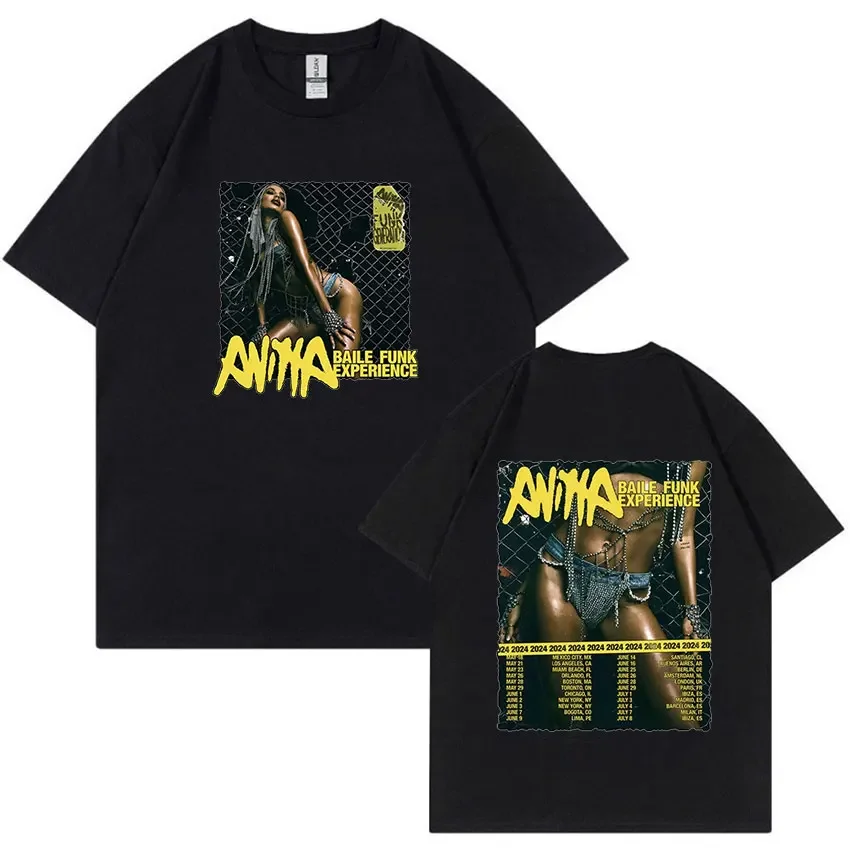 2024 Anitta Baile Funk Experience Tour Graphic T Shirts Men Hip Hop Retro Oversized Cotton T-shirt Unisex Gothic Clothing Tshirt