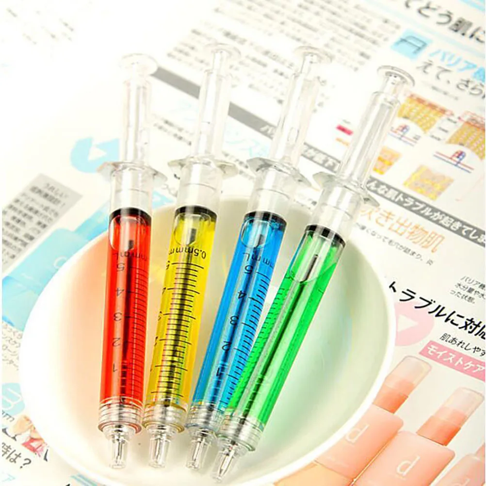 

4PCS/lot Liquid Novelty Syringe Ballpoint Pen Syringe Ballpoint Pen Child Gift