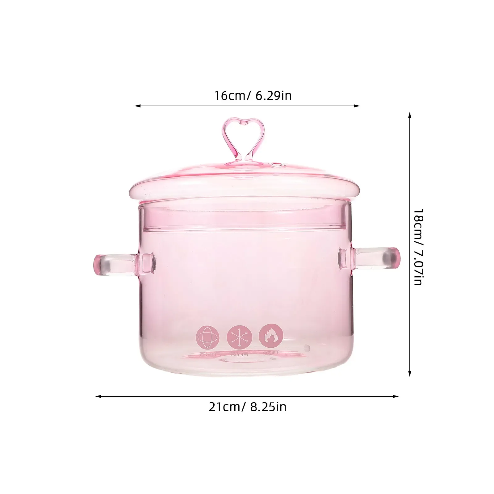 1900Ml Heart-Shaped Pink Borosilicate Glass Stew Pot for Soup Pasta Sauce Cooking Clear Heat-Resistant Simmer Pot for Stovetop