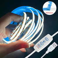 5V COB LED Strip Lights 3key Dimmable Flexible Tape Ribbon White Warm White Lighting for Room TV Mirror Backlight Wall Decor