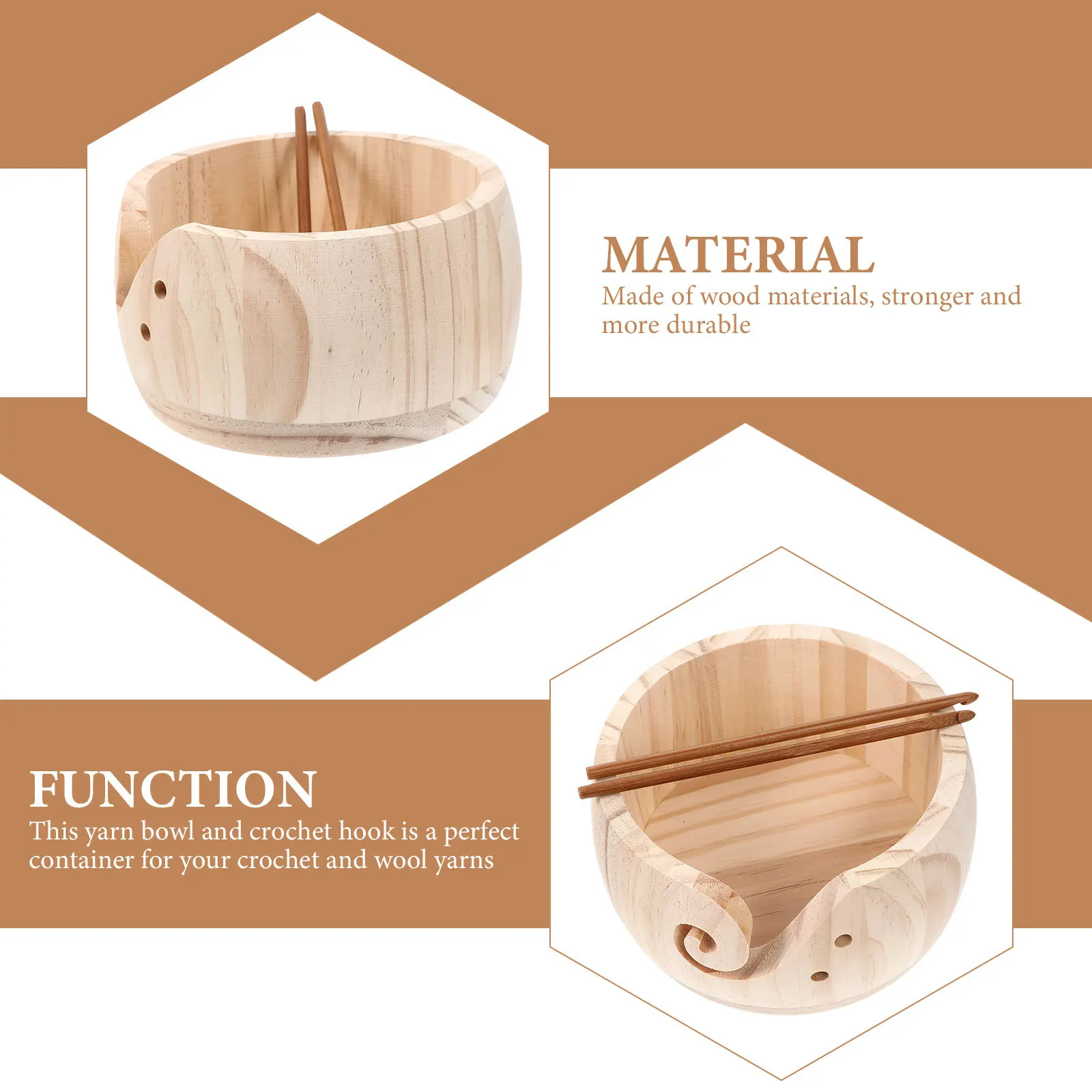 

1 Set Yarn Knitting Storage Organizer Wood Craft With Hole Wool Container Crochet Holder Yarn Storage Bowl Crocheting Supplies