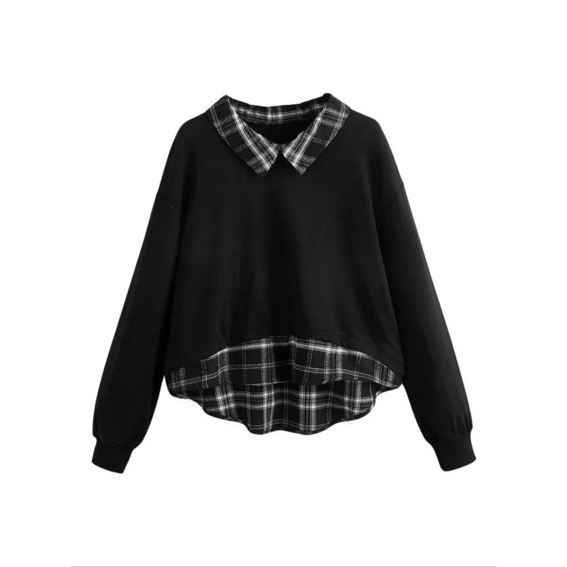 

Плюс размер 1XL-5XL, новая лоскутная женская толстовка, рубашка High Street, пуловер в стиле хип-хоп, повседневная