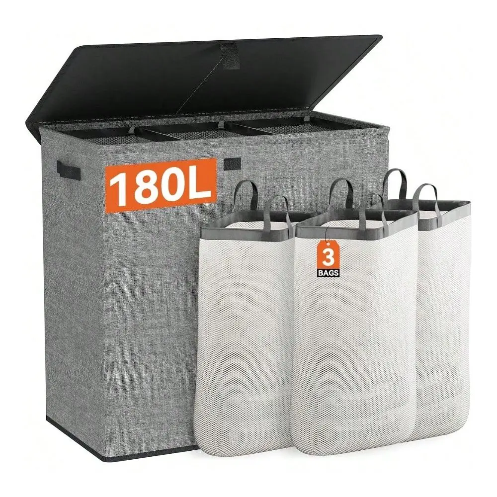 

Laundry Baskets Organization Storage Organization Laundry Hamper With Lid180L Large Laundry Basket 3 Secn With Re Washing Bags C