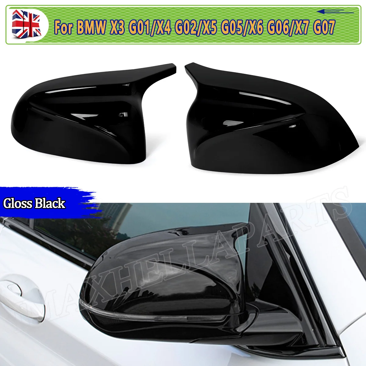 

Magickit for BMW X3 G01 X4 G02 X5 G05 X6 G06 X7 G07 Mirror Cover Caps M Style Gloss Black Car Rear View Side Mirror Cover Trim