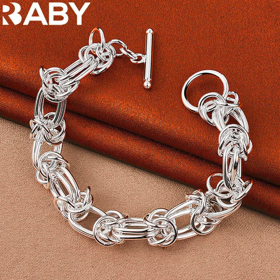 

URBABY 925 Sterling Silver Circle Chain TO Buckle Bracelet For Women and Men Fashion Jewelry Classic Party Accessories Gifts