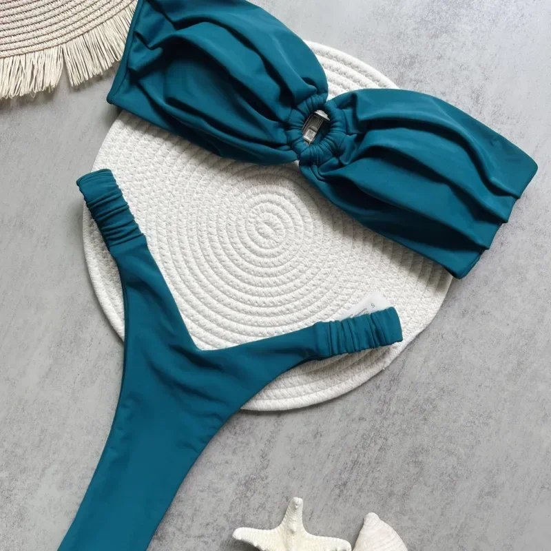 Сексуальные однотонные бикини 2025 года, женские купальники с эффектом пуш-ап, пляжная одежда для купания, купальные костюмы, бразильский комплект бикини, купальщица в бассейне