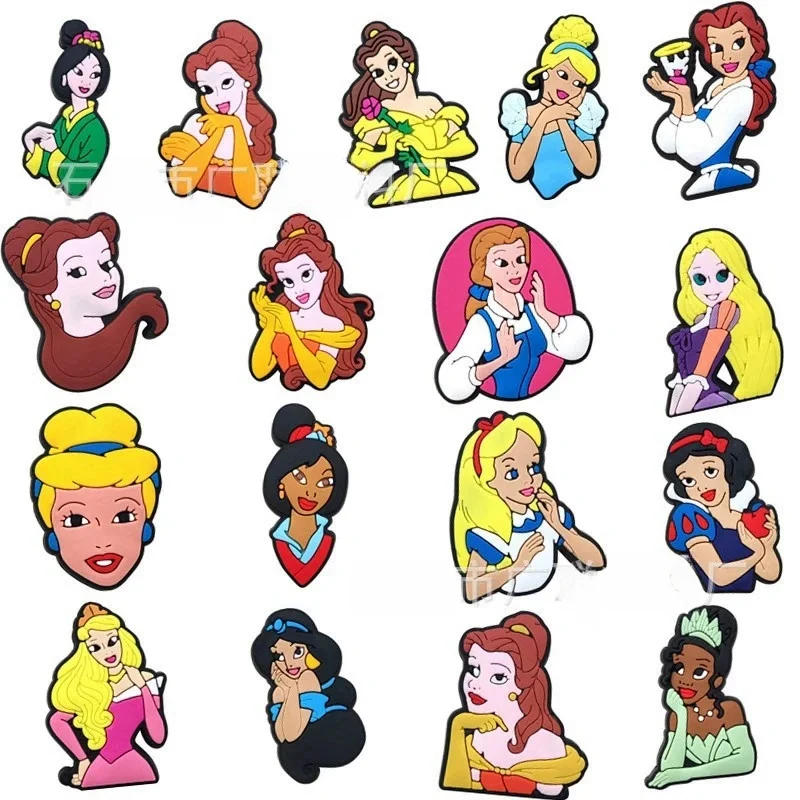 

New Jibbitz Disney Princess Series Shoes Charms For Clogs PVC Sandals Decoration Shoe Charms Gifts