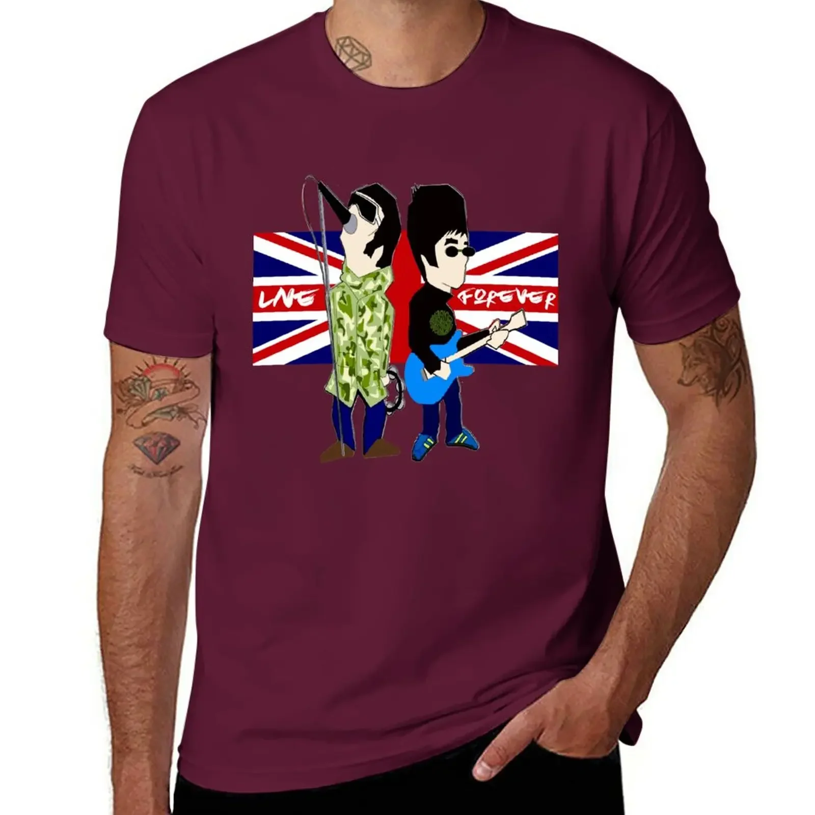 funny t shirts tshirts for men New Brit Rock Gods Noel and Liam Gallagher Oasis Live Forever T-Shirt mens clothing harajuku