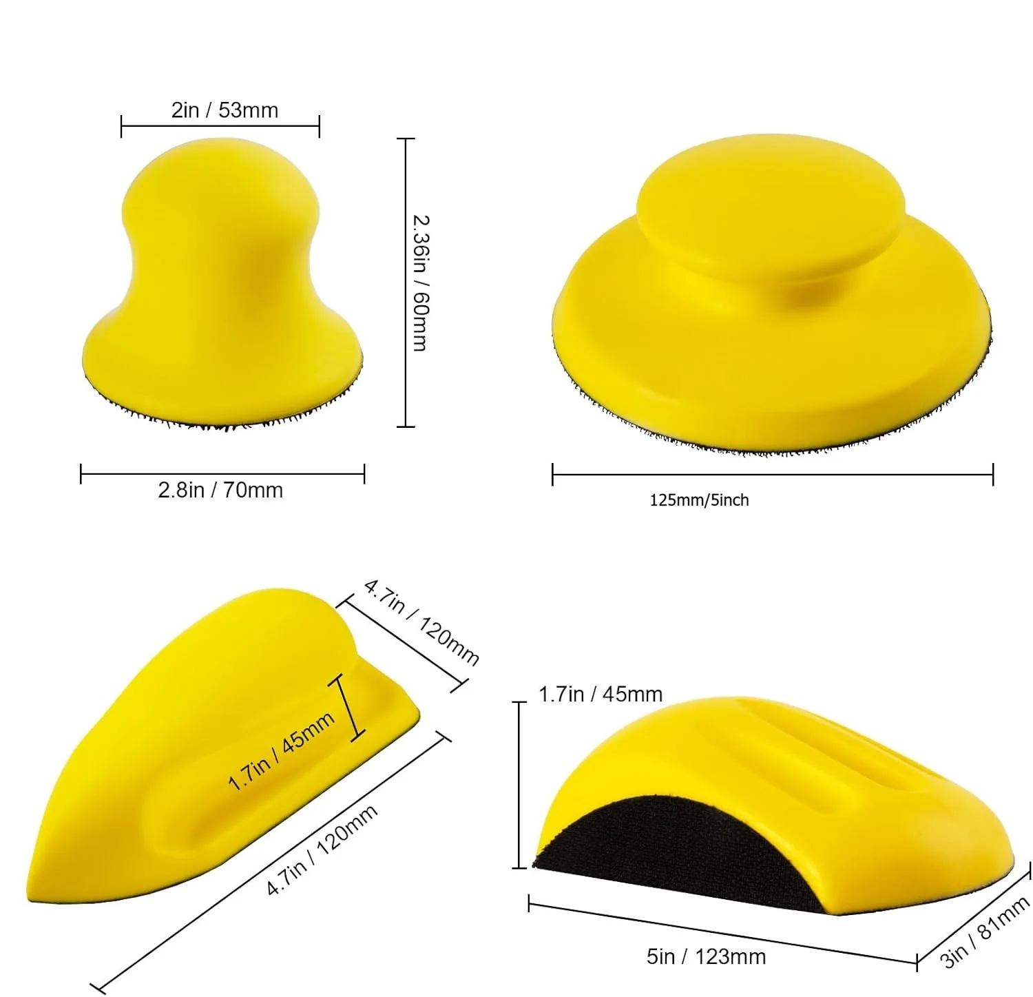 Hand Sanding Blocks Round and Mouse-Shaped Hook and Loop Discs Polishing Pad for Furniture Home Arts Car Wood and Metal
