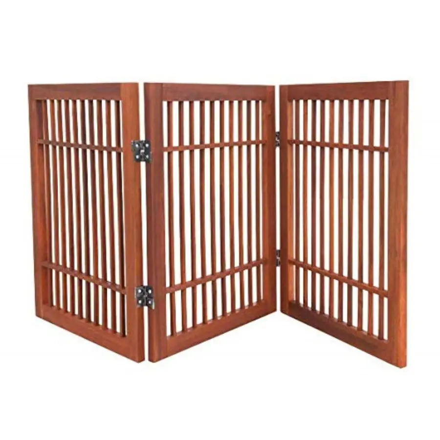 

Pet Dog Gate Freestanding, Strong Durable Folding Wooden Fence, Portable Acacia Hardwood Safety Barrier for Indoor amp Outdoor U