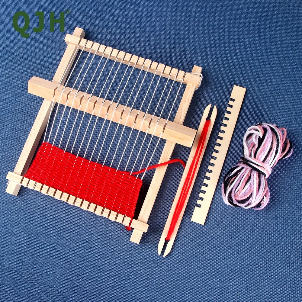 1set Mini DIY Wooden Weaving Loom Set, Wooden Spinning Wheel, Traditional Hand Knitting Loom Kit for Tapestry & Decor Craftwork