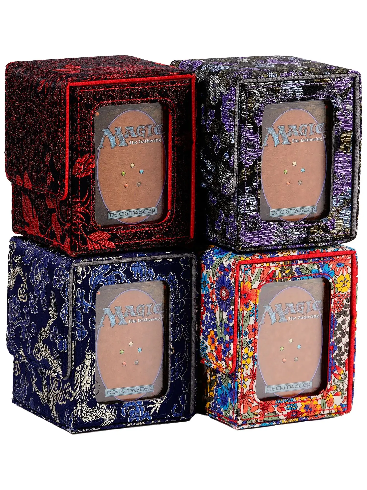 Boîte de rangement pour 100+ cartes à collectionner avec fenêtre de visualisation, série Fleur, organisateur de cartes TCG à fermeture magnétique, boîte de rangement, cadeau