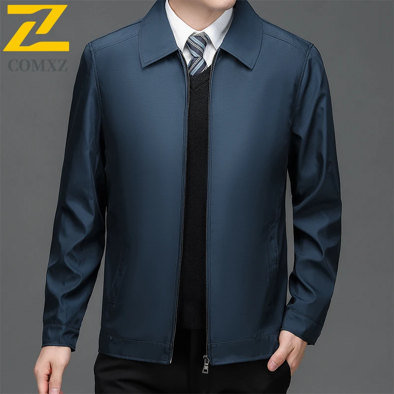 

2025 Retro Baseball Jacket Men's Business Stand Collar Windproof Jacket Spring Autumn Trendy Waterproof Breathable Outerwear