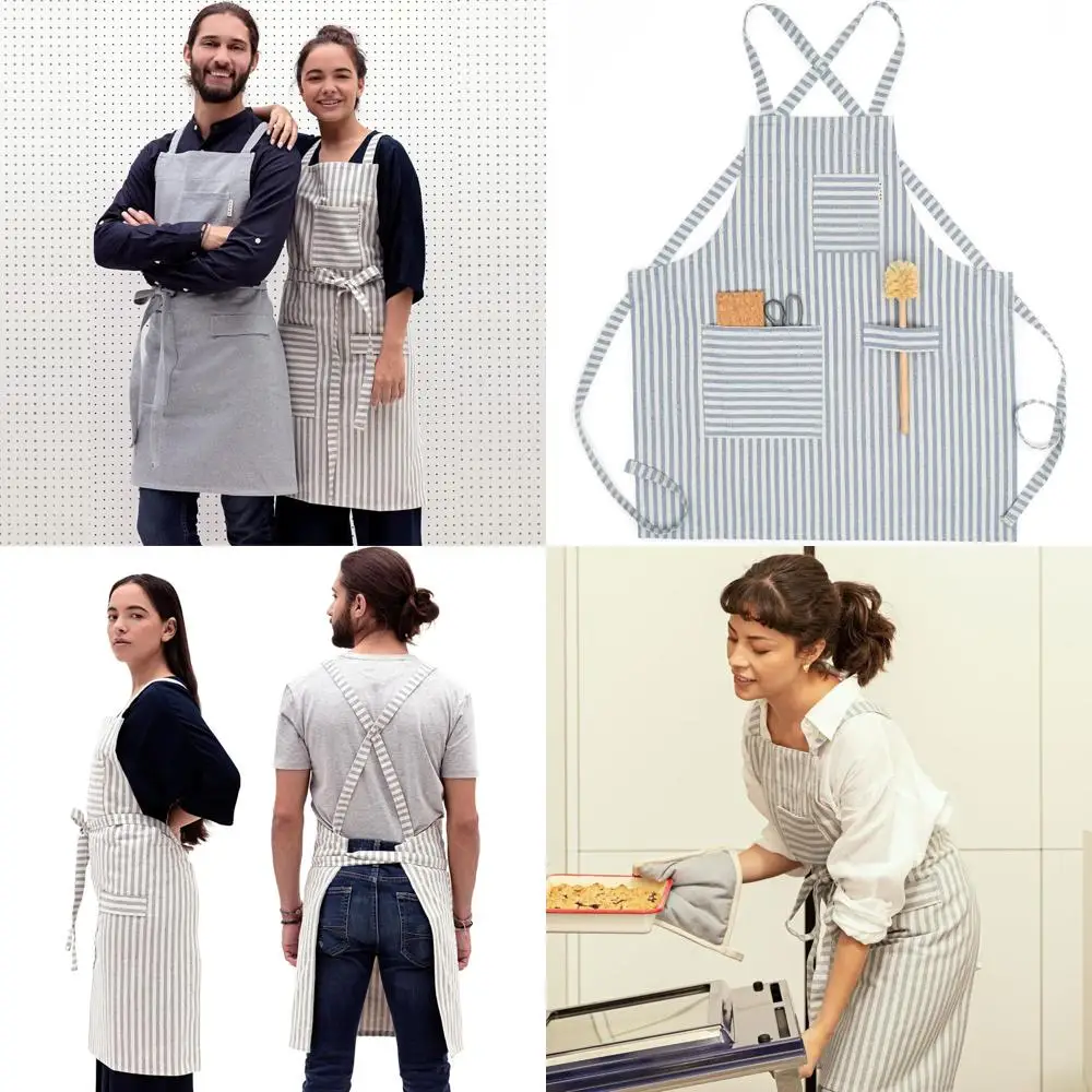 

Eco-Friendly Chef's Apron with Pockets, Unisex Cross-Back Design for Kitchen & Dining Establishments