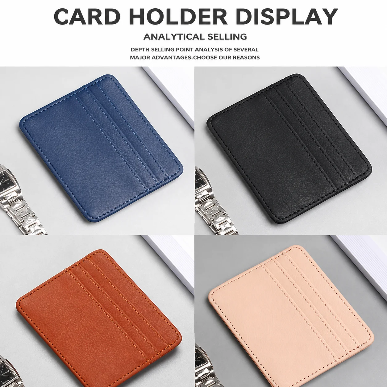 Solid Color Card Holder Solid 4 Slot Card Holder Portable Card Case  For Daily Outings Shopping Daily Commuting
