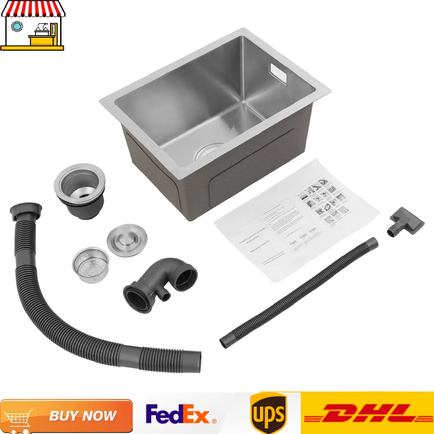 حوض مطبخ من الفولاذ المقاوم للصدأ على/تحت/مركز |   حوض غسيل المياه بفتحة واحدة 40*30*20 سم