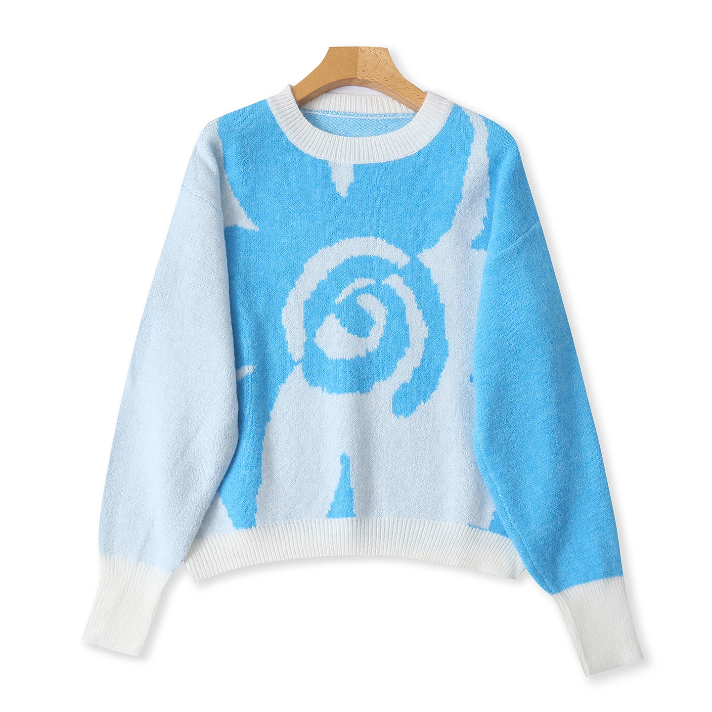 

Faionable Color Blo Knitwear round Ne Long Sve Sweater Autumn Winter New Sle Women's Loose Fit Crew Ne Pullover