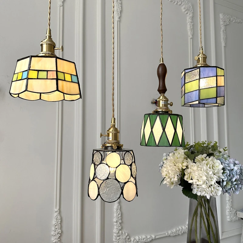 Vintage Creative LED Colored Glass E27Pendant Light for Bedroom Bedlight Dining Room Bar Atmosphere Decoration Lighting Fixtures