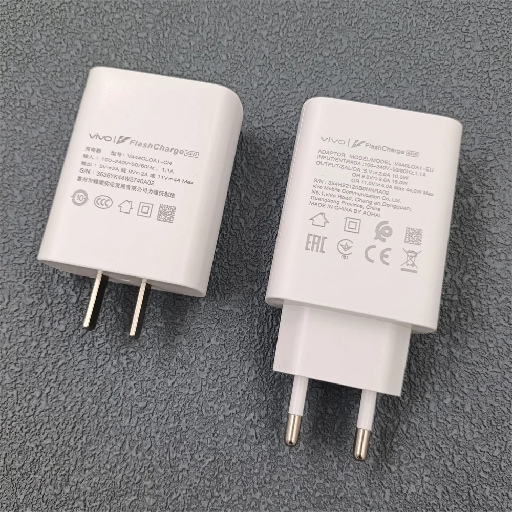 44W Original Vivo Fast Charger EU/US FlashCharge 2.0 Power Adapter Type C Cable For VIVO Y100  Y36 X50 X70 Pro Z7 Z6 V30 V23 V25 - náhled 4