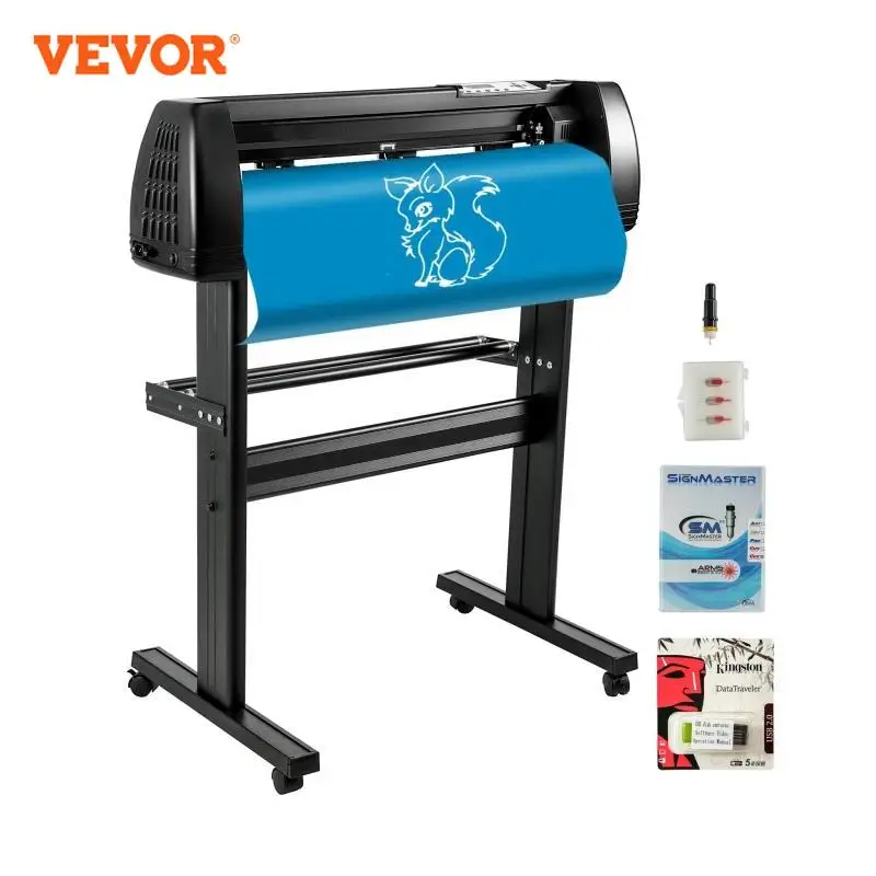 VEVOR 28-34 Inch Vinyl Cutter Machine W/ Floor Stand Vinly Sign Cutting Plotter Starter Kits Software Adjustable Force  Speed