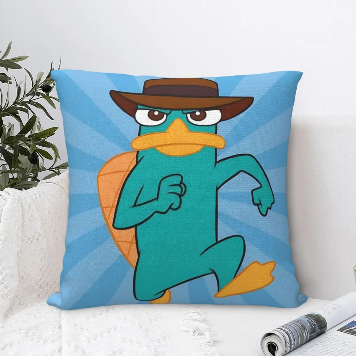 Perry The Platypus Pillow Case Cute Duck Cushion Covers Customized Zipper Decorative Throw Pillow Case Cover for Sofa 45*45cm