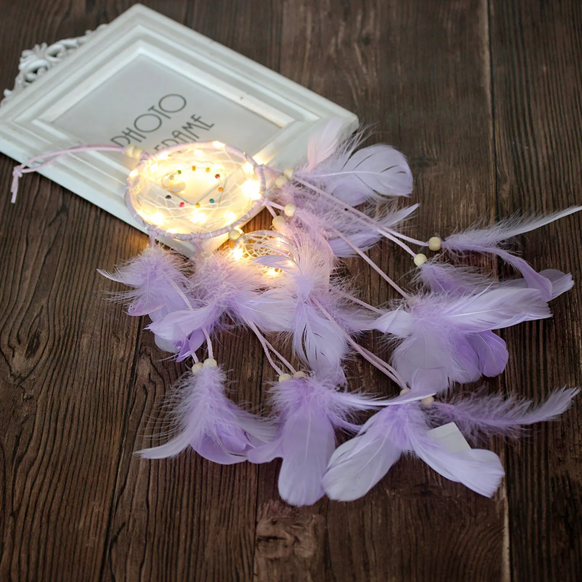 

Creative Dreamcatcher Hanging Night Lamp 3D Design Non-Toxic Home Bedroom Car Decor Gift Kids Party Purple Button