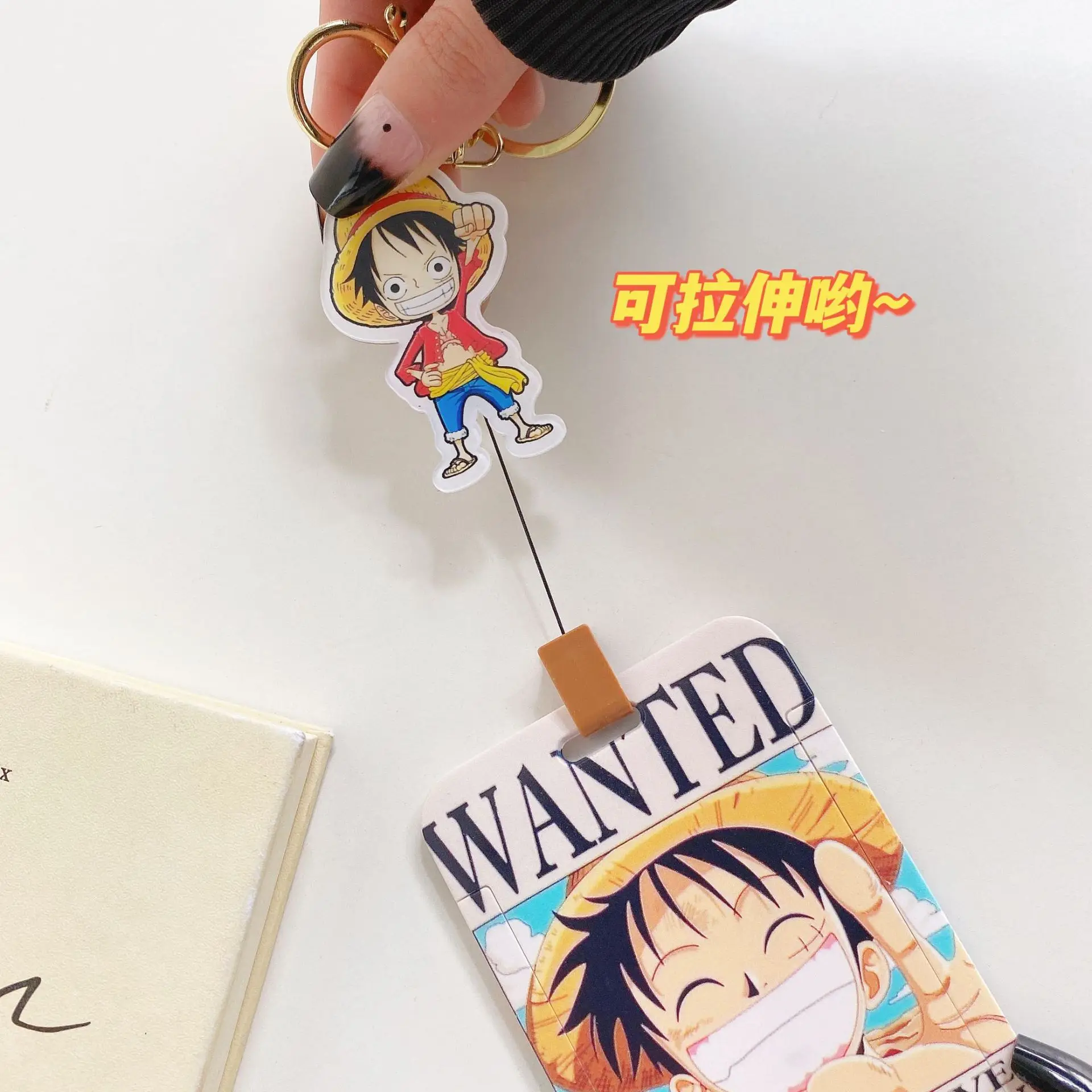 One Piece Luffy Bus Card Holder Keychain Tony Chopper Campus Card Meal Card Access Card Retractable Card Holder Bag Accessories