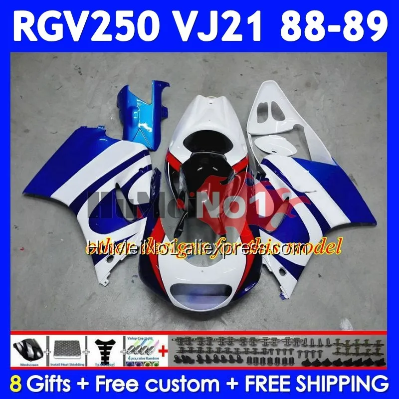 Body Kit For SUZUKI SAPC VJ21 RGV250 RGVT250 VJ 21 88-89 108No.69 RGV-250 RGV Movistar Blue 250 RGVT-250 88 89 1988 1989 Fairing