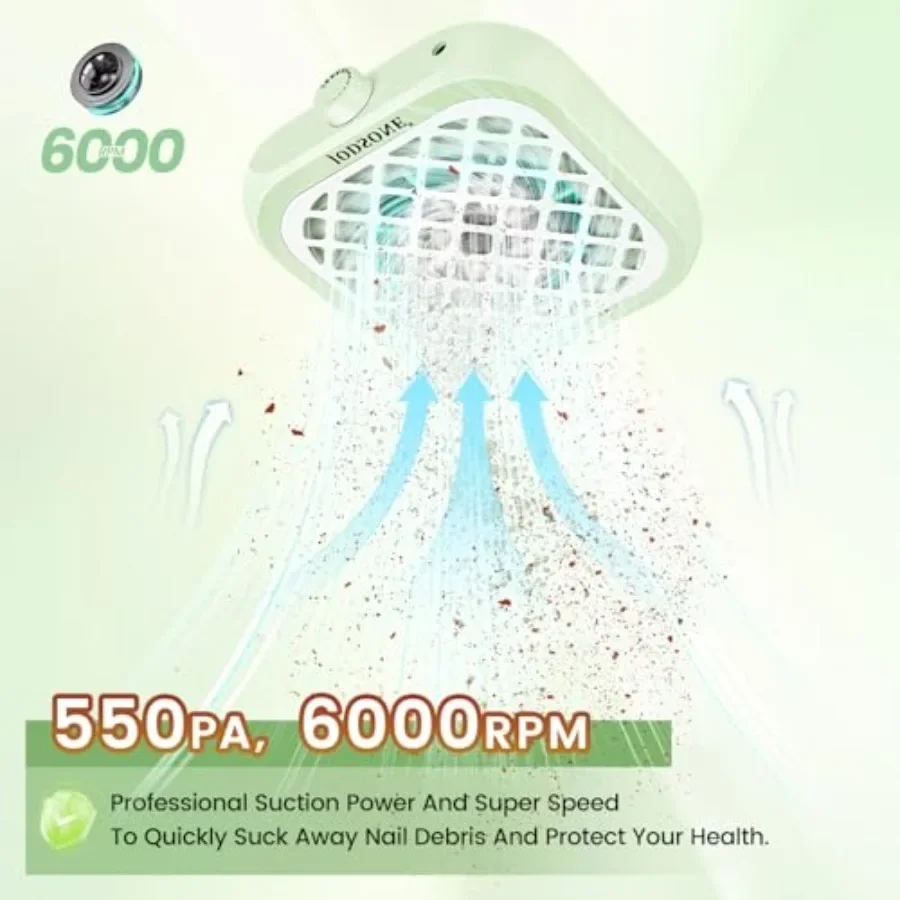 6000 RPM nagelstofafscheider Geluidsarm Krachtige zuigkracht Draagbare nagelsalon