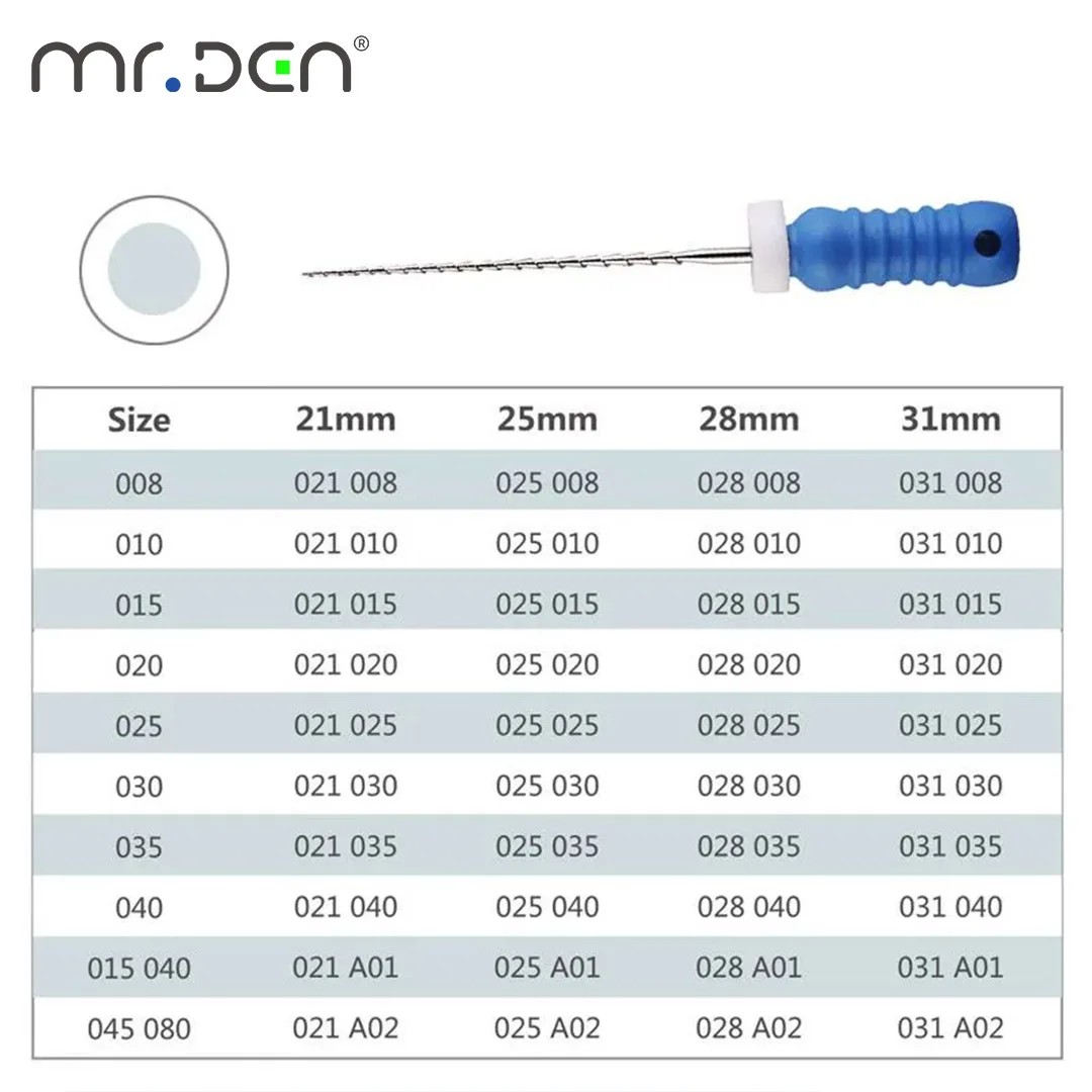 6 قطعة صندوق الأسنان H ملف إندو ملفات قناة الجذر 21 25 31 مللي متر الفولاذ المقاوم للصدأ أدوات طبيب الأسنان أدوات اللبية المهنية
