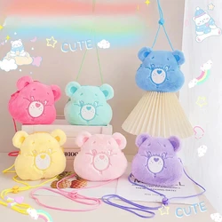 12-15cm Anime Care Bears Crossbody Bag Cute Plush Rainbow Carebears Handbag Kawaii Travel Storage Hand Bags for Women Girls