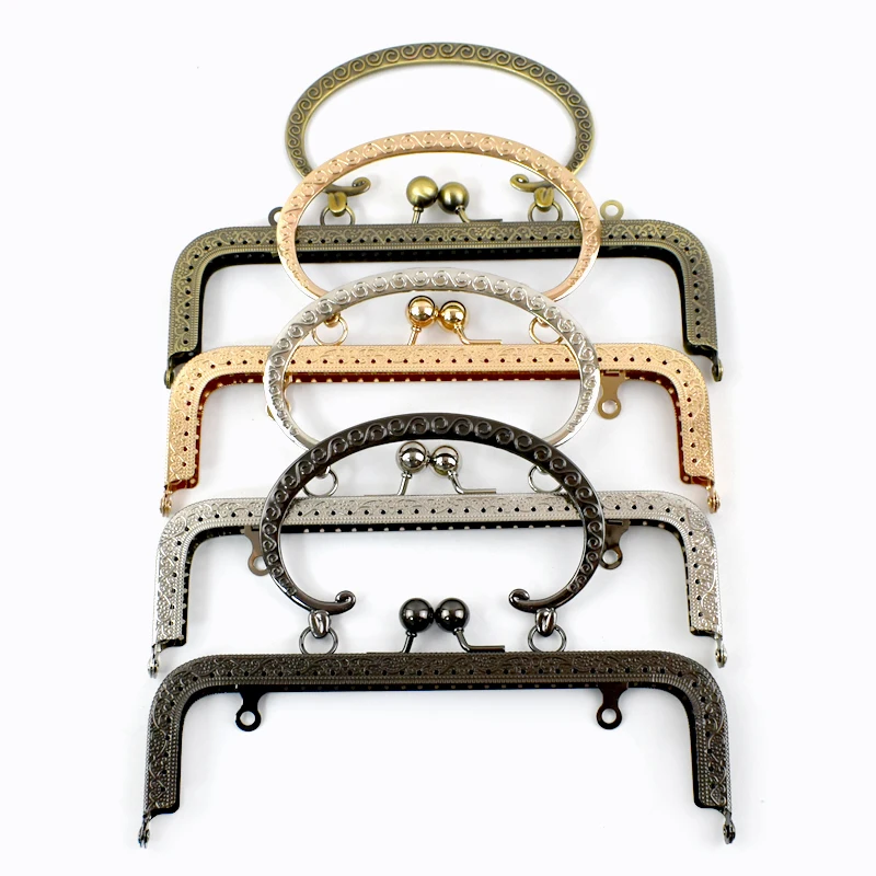 

1/2Pc 20cm Embossed Metal Bags Handles for Women Handbag Closure Kiss Clasp Purse Frame Sewing Brackets DIY Handmade Accessories