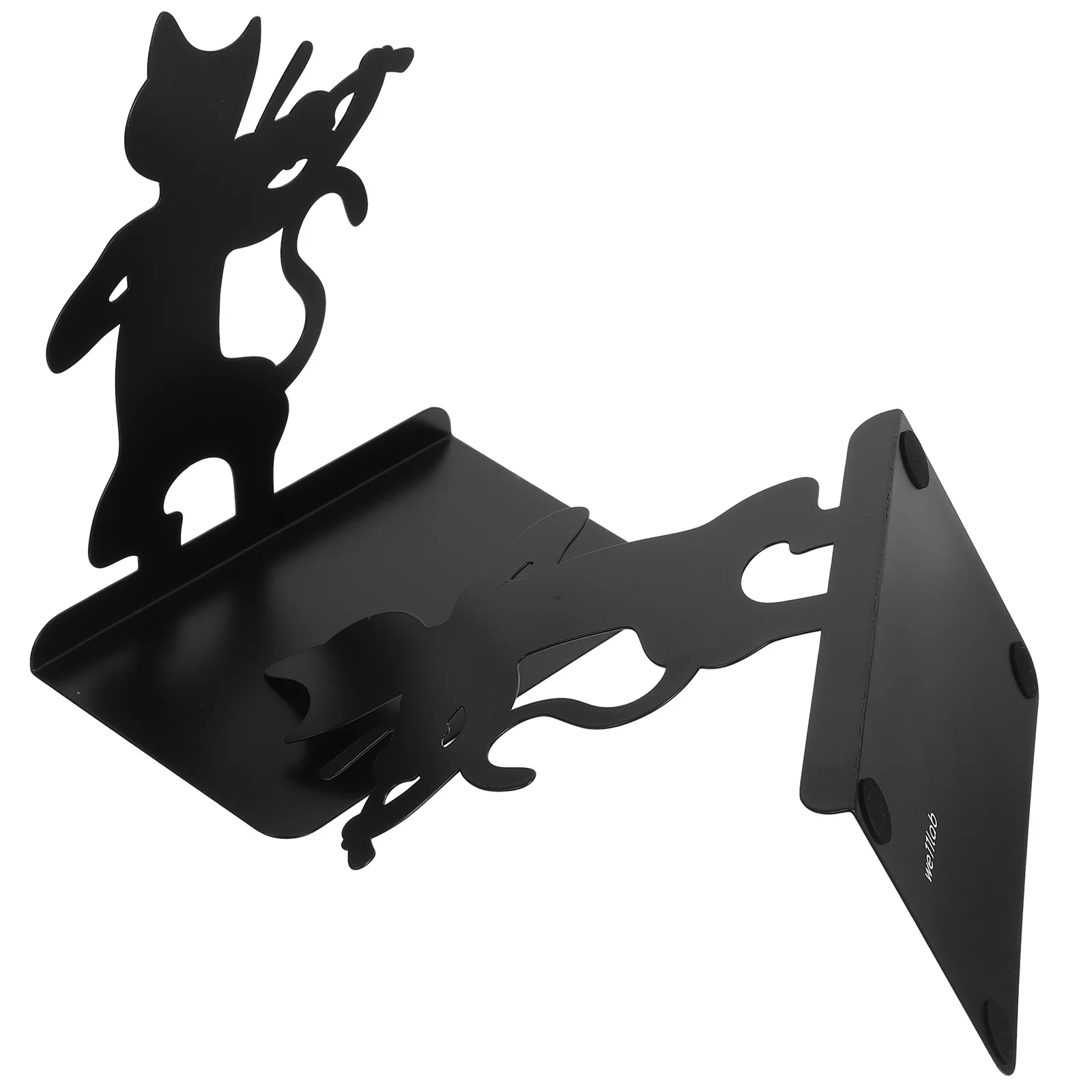 

1Pair Metal Book Ends Cat Style Heavy Duty Flat Base Bookend Non Slip Book Stopper for Shelves Study Room Decor