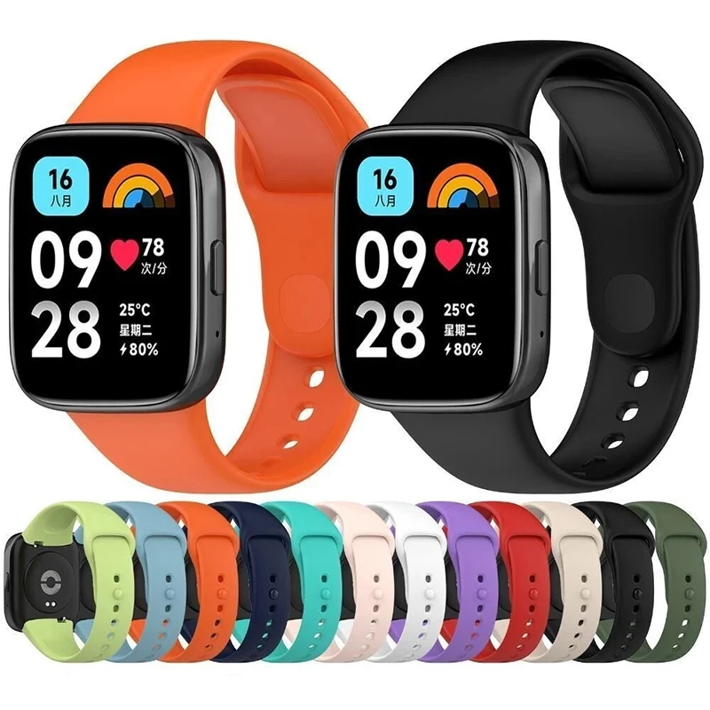 Silikonarmband für Redmi Watch 3, Armband für Xiaomi Watch 3 Lite/Active, Armband, Sportarmbänder mit Schutzfolie