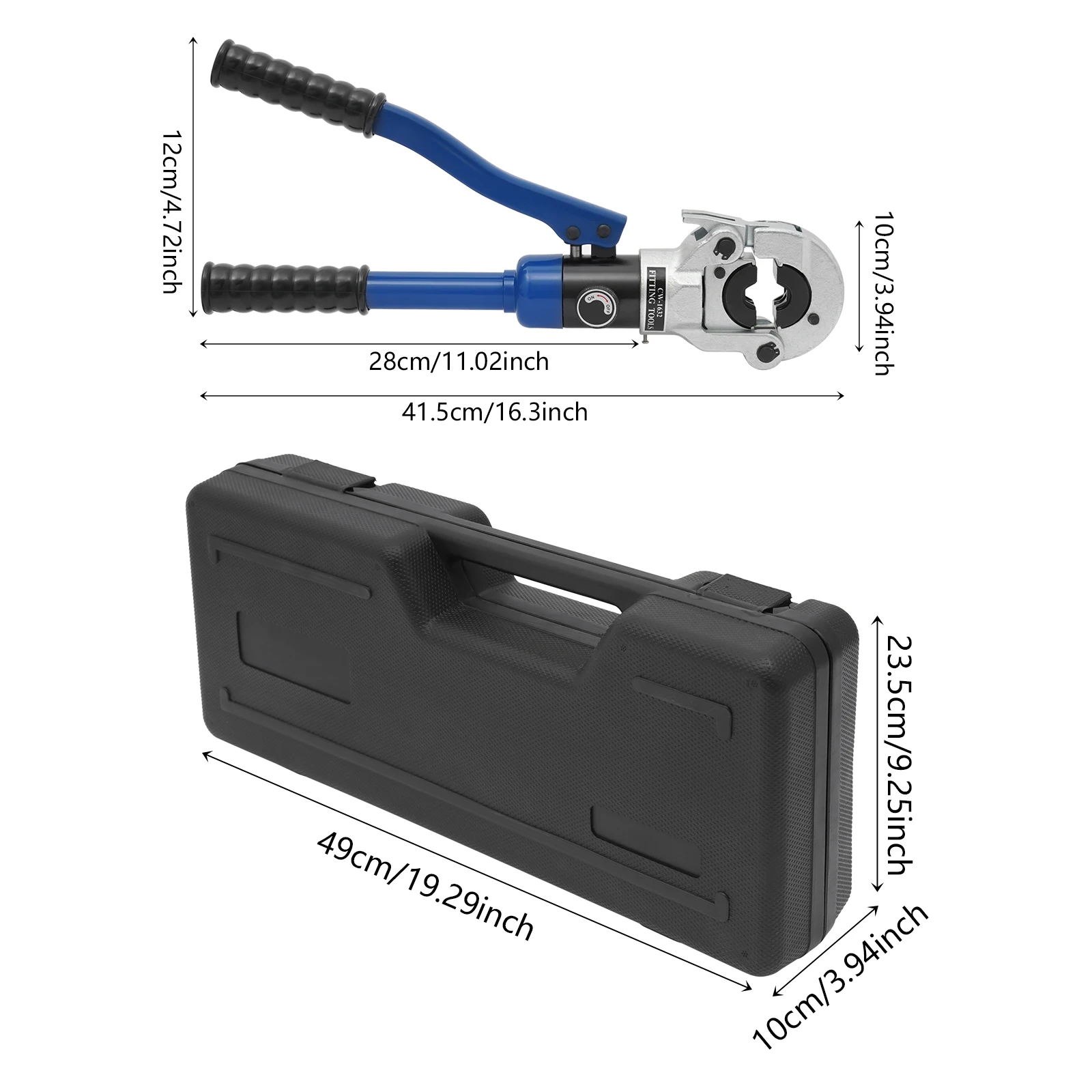 Professionelles Handgehaltenes Hydraulisches Crimpwerkzeug-Set aus 41Cr4 Stahl mit 180°-Zange ° Drehbarer Kopf zum Crimpen von Kupferrohren – Detail 1