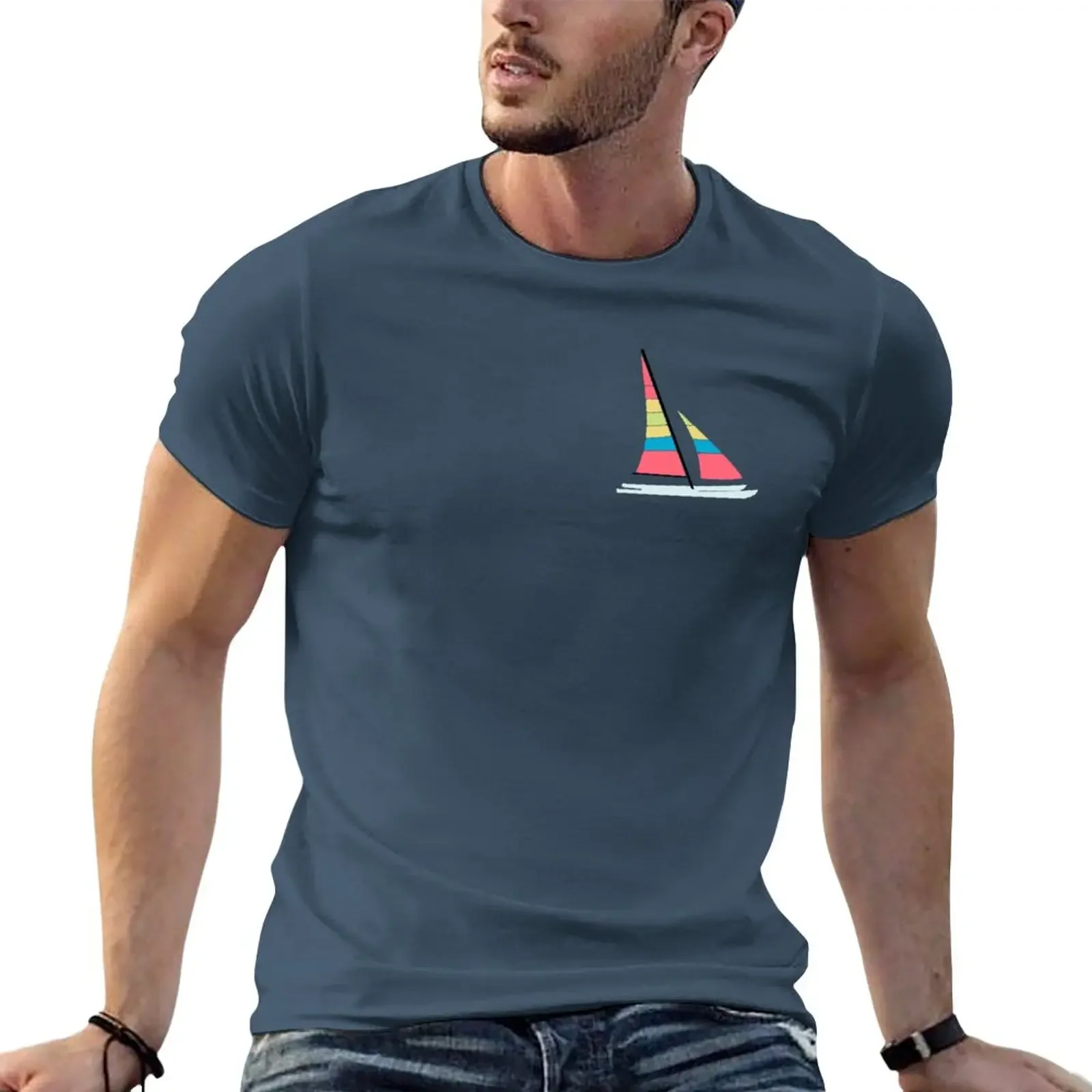 Hobie Cat Sailboat T-Shirt summer top hippie clothes tees mens white t shirts