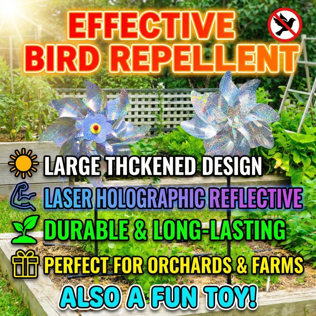 Spinner Protection Thickened Reflective Laser Bird Deterrent Pinwheel Durable Silver Wind ...