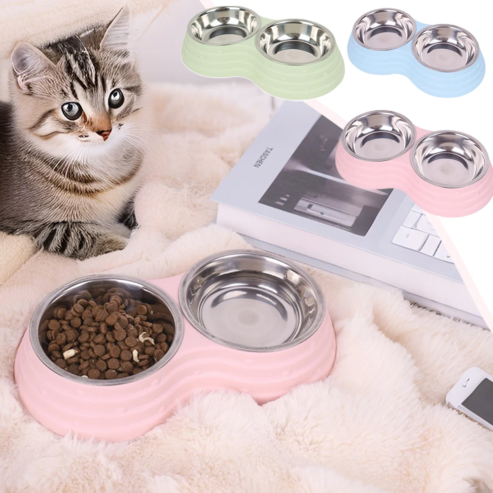 

Kitten Stainless Steel Pet Bowl Dog Bowl Drinking Food Non Slip Puppy Base Cat Drinking Water Feeder Pet Bowl Accessories 고양이 그릇