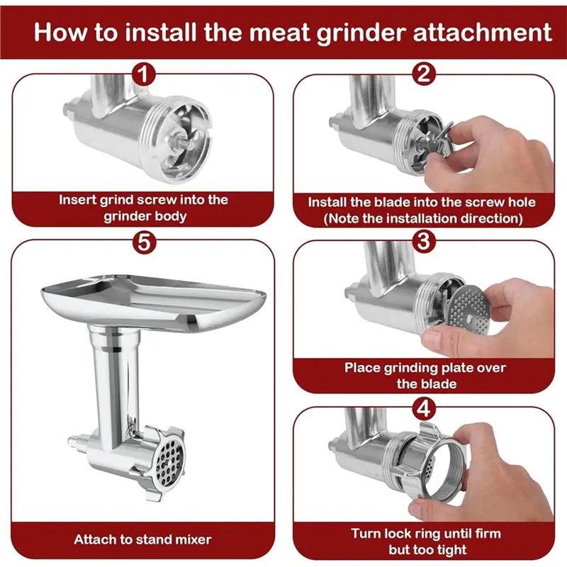a76g-for-kitchenaid-stand-mixer-compatible-meat-grinder-slicer-shredder-attachments-including-2-size-sausage-stuffer-tubesand