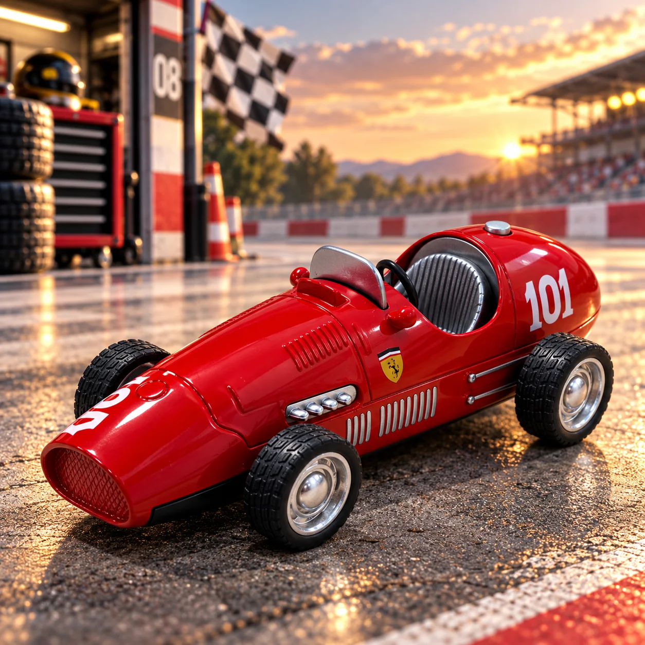 (Corrugated Box) 1/43 Scale, Vintage Classic Race Racer Style Car, Powerful Recoil, Metal Casting, the Best Gift.