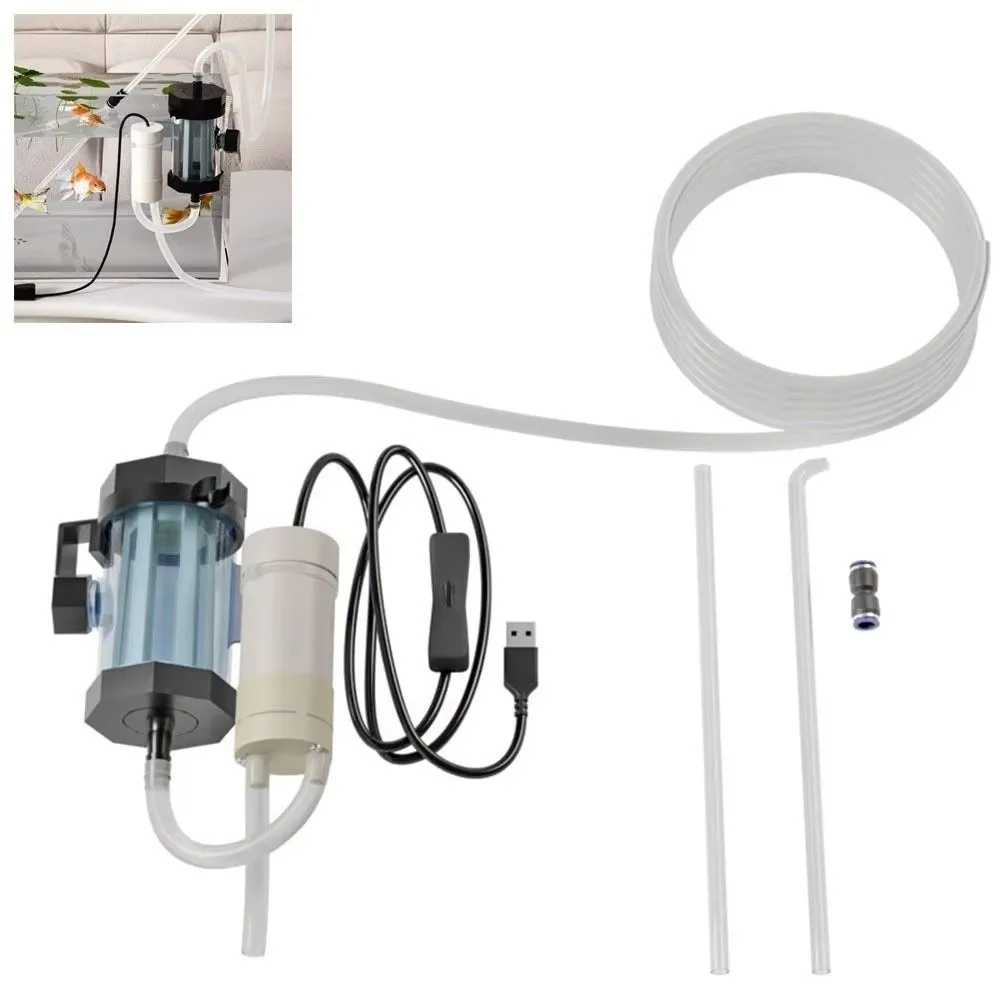 

USB Powered Aquarium Water Changer Electric Low Noise Vacuum Gravel Cleaner with Extension Tube 280GPH