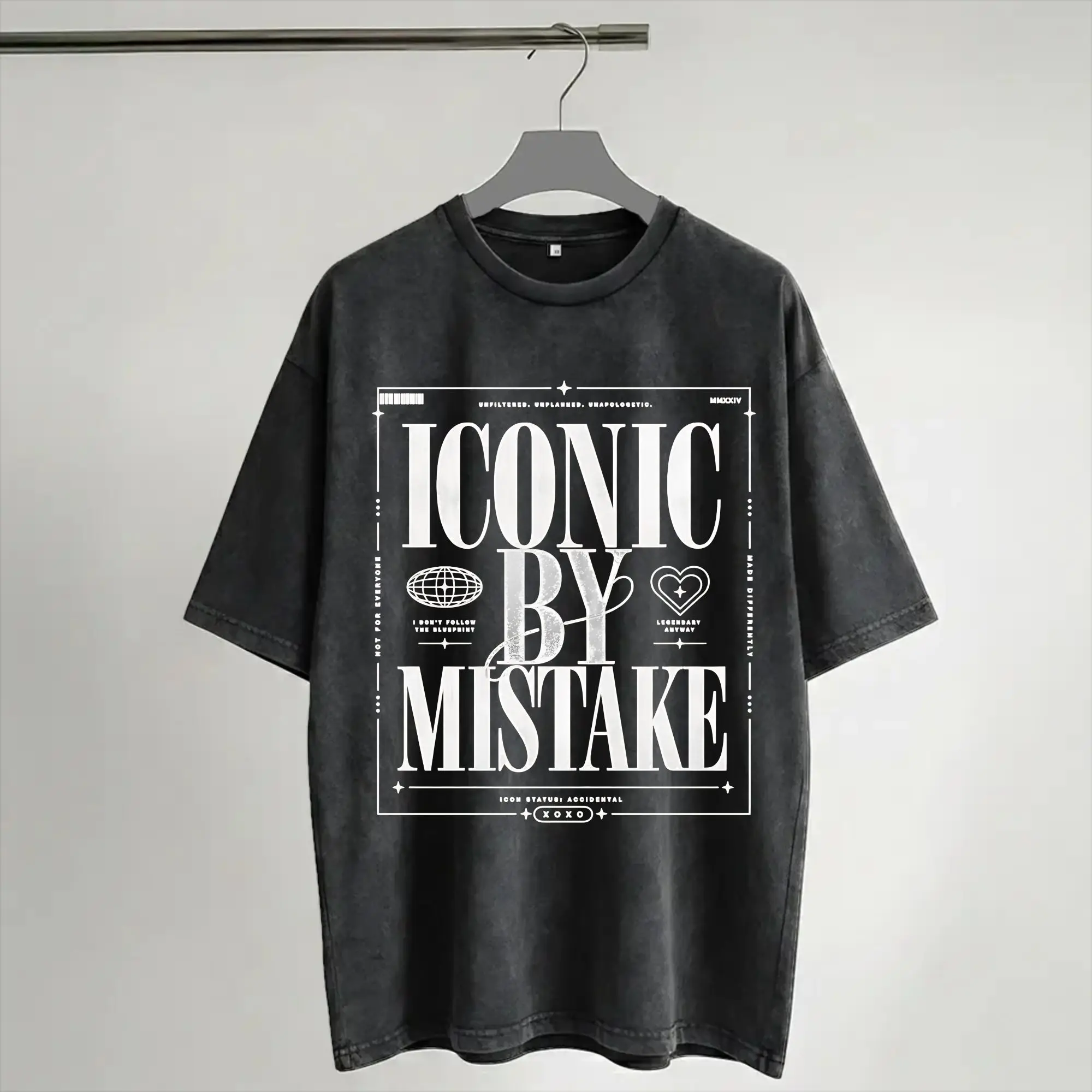 Iconic by mistake kpop Merch Washed T Shirt Men Women Streetwear Hip Hop T-Shirts Summer  Tees Short Sleeve