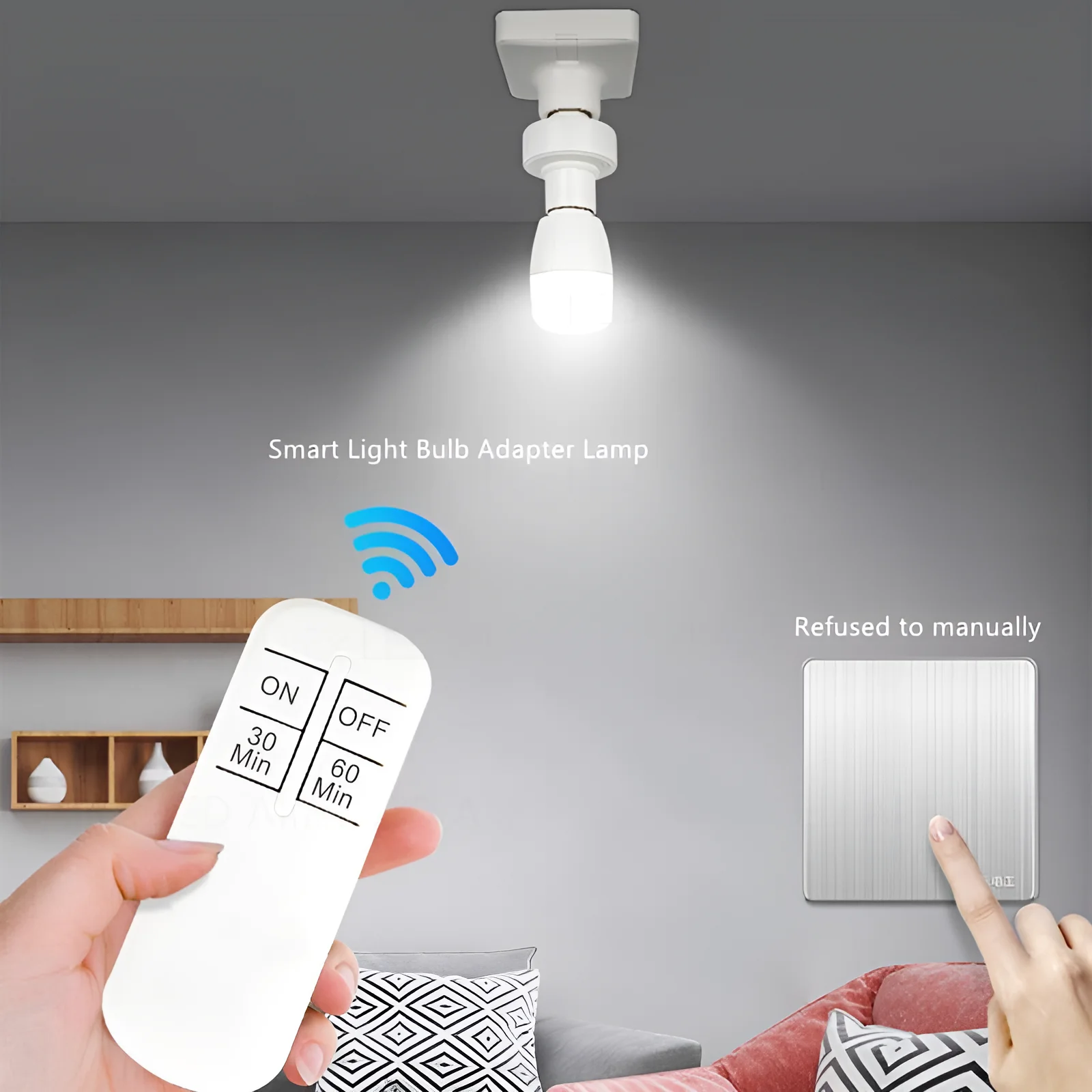 E27 to E27 Wireless remote control smart timer switch lamp holder 220V house multi light switch baby room bedroom timer switch