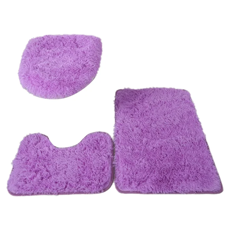 

Toilet Seat Cover 3Pcs Bath Mat Shower Room Floor Rug Home Bathroom Anti-Slip Absorbent Doormat Bathtub Decor Carpet